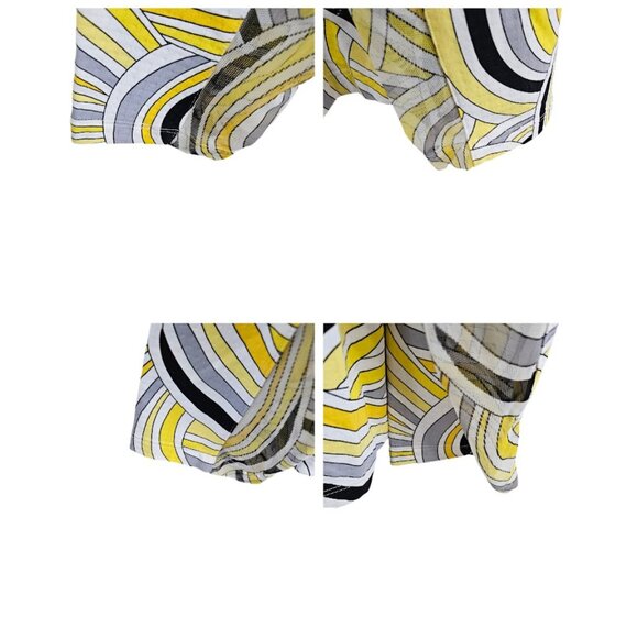 IBKUL Liza Print Long Sleeve Quarter Zip Mock Neck Top Yellow Black White XL - Picture 6 of 12